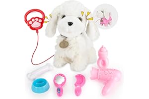 GuKKK Peluche Gatto Gioco Interattivo, Elettronico Pet Giocattolo Per Robot Gatti Per Bambini Che Abbaia, Per Bambini Che Abbaia e Cammina, Regali di festival per Bambinis 2 3 4 Anni (Bianco)