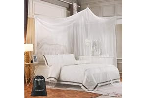 Nabance Mosquiteras para Camas 220x200x200cm, Mosquitero Cuadrados para Interior y Exterior, Cuerdas y Ganchos para la Pared, Parches, Bolsa de Almacenamiento, Mosquitera Universal de Color Blanco