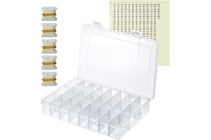 ERICOTRY La scatola di immagazzinaggio del filo da ricamo a 24 celle può essere regolata con 50 bobine di filo in plastica e 552 adesivi per il ricamo a Croce e il processo di cucito DIY