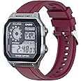 xhKJO Watchbands for Casio AE 1200 / W 218h / AE 1300 / F 91W/ W 218h / AQ S810W Strap, Silicone Watch Band Wrist Strap Bracelet Wristband for Casio W 219 / F 108WH/ AE 1000W / SGW 500H