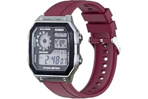 xhKJO Paski do zegarków Casio AE 1200 / W 218h / AE 1300 / F 91W/ W 218h / AQ S810W, silikonowy pasek do zegarka, bransoletka na nadgarstek do Casio W 219 / F 108WH/ AE 1000W / SGW 500H, Silikon