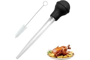 SUZEYEN 2 Pcs Large Turkey Basters with Cleaning Brush – Heat-Resistant Cooking Injectors for Roasting, Basting, and Oiling (11.42 x 1.97 in)
