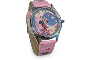 LuminaLux Girls Analog Quartz Watch, Colorful Leather Strap for Girls, Gift for 3-10 Year Olds, Minnie Mouse, Disney Princess, Packed in Colorful Box Gift