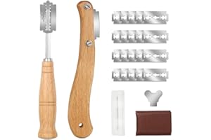 DOVAVA Taglierino per Pane, Lama Pane, Coltello Pane Bread Lame con 20 Lamettes in Acciaio Inossidabile per Cuocere, Intagliare Modelli di Pane Crudo