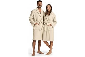 BOSKIMO Albornoz de Baño Unisex 100% Algodón OEKO-TEX – Bata para Hombre y Mujer – Rizo Americano 420 gsm – Suave y muy Absorbente
