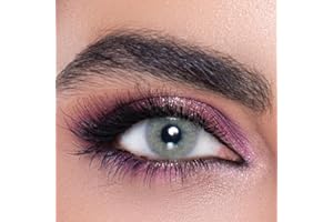 FAMELENSES LA' BELLA farbige Kontaktlinsen EMERALD (Dioptrien -0.00) – MILANO SERIE, stark deckende Monatslinsen für 3 Monate, Helle Grün-Graue Farblinsen, perfekt für dunkle Augen