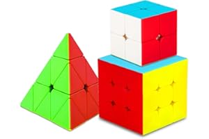 Coolzon Speed Magic Cube Ensemble, 3 Pack Speed Speed Cubes Magic Pyraminx Pyramid Cube + 2x2 + 3x3 Magic Puzzle Cubes 3D Puzzle Kit de Jouet pour garçons Enfants Enfants Adultes