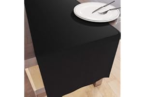 Encasa XO Runner da tavola Dimensioni 32x183 cm | Tessuto in tela di cotone | Tinta unita Nero Corvino intenso | Lavabile in lavatrice e resistente