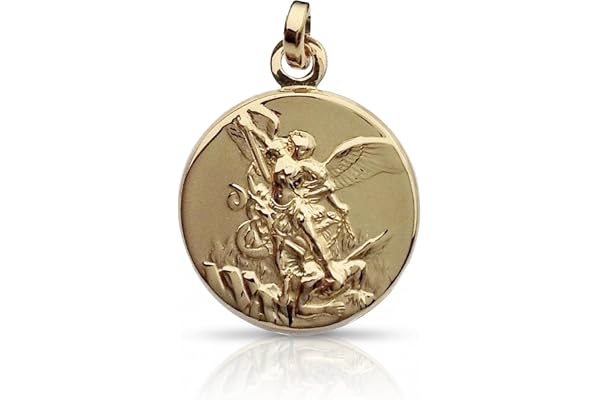 925 STERLING SILVER SAINT MICHAEL ARCHANGEL MEDALJ - GULDPLATERAD (GARANTERAD) - 100% MAD I ITALIEN