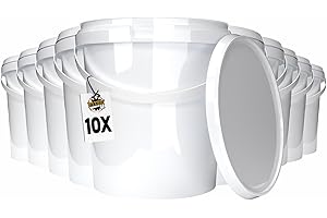 ‎FIXEDBYU 10 Eimer mit Deckel 1l Weiß rund | Kunststoff Eimer Lebensmittelecht Feinkost Eimer | luftdicht und stabil | Leer Eimer mit Griff und Deckel für Lebensmittel Waschpulver Tierfutter geeignet
