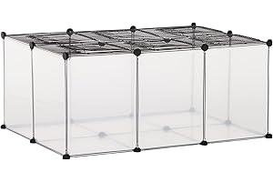 PawHut Recinto per Conigli e Porcellini d'India Modulabile, Box per Animali con Accessori Montaggio, Resina e Acciaio, 105x70x45cm