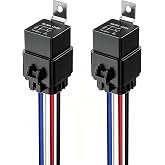 Gebildet 2 Pieces 40/30A Waterproof Relay Switch 12 AWG Harness Kit with Built-in Diode - 12V DC 4 Pins SPST Automotive Relay