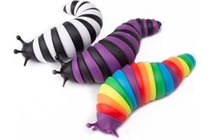 MEIEST 3 PCS Fidget Slug Toys,3D Articulated Stretch Caterpillar Sensory Stress Relief Flexible Hand Toy, Ideal Party Favor Colorful Anti-Anxiety Office Desk Pet Toys