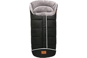 MIRACLE BABY Universal Baby Pushchair Footmuff, Baby Winter Pram Stroller Sleeping Bag, Waterproof and Windproof Cosy Toes with Drawstring Hood for Pushchair Stroller Pram Buggy (Black-A)