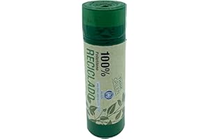 Alfapac - Rollo de 20 bolsas de basura con autocierre, fabricada con materiales 100% reciclados, capacidad 30L, 55x60 cm, color verde