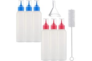 morneve Squeeze Bottles, Writer Bottle for Cookies Icing Sugar Decorating/Cake Biscuit Pancake Food Coloring, BPA-FREE Baking Tools Arts Crafts Kit Applicator Bottles with Brush Funnel, 60mL 6pcs