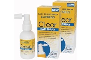 Cl-Ear Express Ear Spray - Natural Ear Wax Removal - Softens Build-Up, Dissolves Earwax, Cleaning Solution for Clogged Ears - Suitable for Adults, Elderly, Children 3 yrs and up - 45ml, 2 Pack