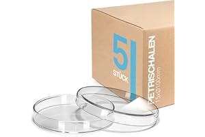 Tuuters Petrischale 5x Petrischalen aus Glas mit Deckel Labor Klarglas, sterilisierbar (15 x Ø 100mm)