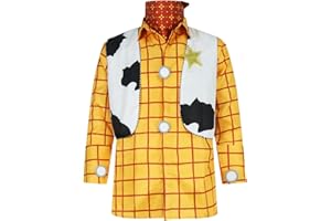 AYYOHON Woody Costume Adult Cowboy Woody Shirt Vest Neckerchief Sheriff Badge Set Mens Halloween Cosplay Outfits 3XL