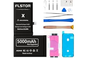 FLSTOR Akku für iPhone X, 5000mAh Ersatzakku Pack kompatibel mit iPhone X Modell :A1865, A1901, A1902 mit Reparaturwerkzeug und Anleitung