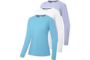HOLURE 3 Pack or 5 Pack Women's Cotton Long Sleeve T-Shirts Crew-Neck Shirt Classic-Fit Shirt Soft Breathable Casual Tee Fashion Basic Tops