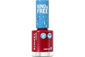 Rimmel London, Smalto KIND & FREE, Formula Delicata a Base Vegetale, Rinforzante, Cruelty-Free e Vegano, 156 Poppy Pop Red