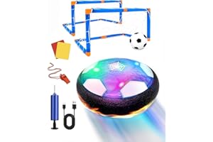 Maxesla Set Balon Flotante, Recargable Pelota Futbol Aiño con Luces LED y Parachoques de Espuma, Porteria Futbol Inflable, Juguete Niños 3-12 Años, Regalos Cumpleaños Navidad