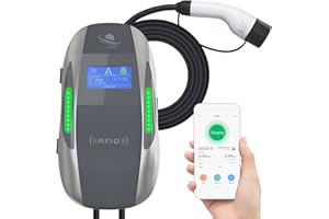 LEISHENG ENERGY Colonnina Ricarica auto Elettrica, Type2 22kw, 32A, Caricabatterie EV, Caricatore di livello 2, Montaggio a parete, Cavo da 5 metri, Trifase, IP65, RFID & Bluetooth & WIFI & Smart App, Interno/Esterno