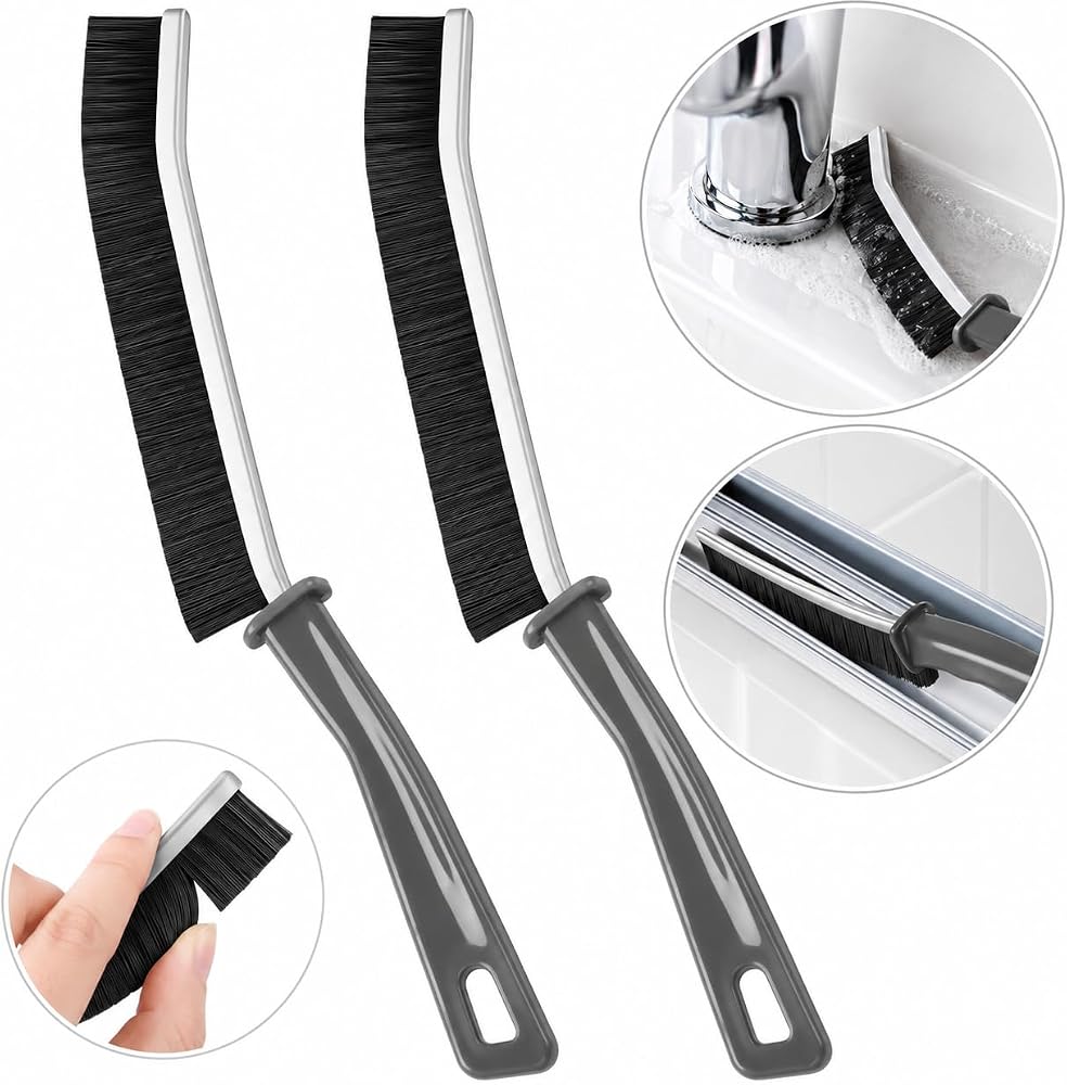 Krafz Boşluk Temizleme Fırçası, 2 Adet Sert Kıllı Köşe Temizleme Fırçası Paketi, Mutfak, Banyo, Boşluklar, Köşeler, Küçük Alanlar için Çok İşlevli Derz Temizleme Fırçası