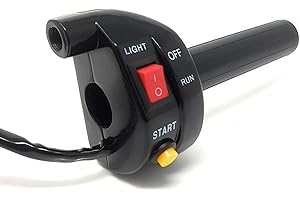 ALCHEMY PARTS Motorcycle Quick Action Throttle Twistgrip with Switch Cluster Including Start Button and Headlight On Off Switch for 22mm 7/8 Inch Handlebars