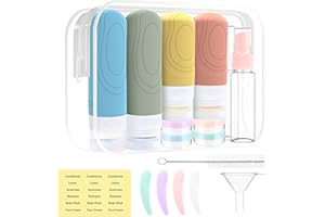 ROELLY Botes Viaje Rellenables de 16 Piezas, Kit Viaje Avion, Travel Bottles,Botes Silicona Viaje, 60 ml/90 ml, Sin BPA, Utilizado en Productos para el Cuidado de La Piel, Gel de Ducha, Champú