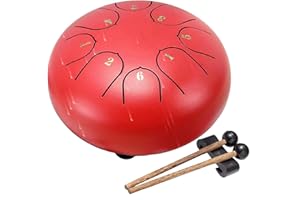 LULUPILA Zungentrommel 6 Zoll 8 Tone | Steel Tongue Drum | Handpan für Meditation & Entspannung, Yoga, Familienaktivitäten | Garden Regen Trommel Instrument (Rot)
