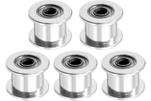 Saipor 2GT Aluminum Timing Belt Idler Pulley (5pcs) Synchronous Wheel 20T 5mm Bore for 6mm Width Timing Belt, 3D Printer Accessories (20T, Bore 5mm, W 6mm, Toothless)