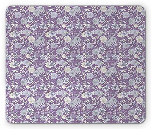 Preisvergleich Produktbild Flowers Mouse Pad, Flowers Olives Botanical Arrangement on Purple Shaded Background, Standard Size Rectangle Non-Slip Rubber Mousepad, Purple Grey Lavender Cream