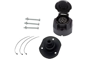 ETUKER Prise de Remorque 13 Broches Famelle avec Joint en Caoutchouc, Connecteur de Prise de Remorquage de Remorque 12 V 13 Broches, Etanche pour Camion/RV/Voitures/Bateau/Caravane
