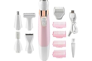 KMYC Electric Razor for Women, 5 in 1 Lady Shaver for Eyebrow Razor, Nose Hair Trimmer, Public Bikini Trimmer, Facial Body Leg Hair Removal,Wet and Dry Use Women Shavers with USB Rechargable