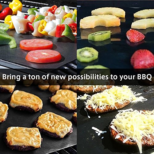 Grillmatte zum Grillen und Backen, Aodoor Barbecue Grillmatte Non-Stick grill backmatte, silikonmatte grill Garantiert hitzebeständig 40x50cm (3er Set) - 6