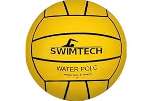 Loops Size 5 Official Premium Rubber Water Polo Ball - Rough Wet Grip Yellow Pool Ball