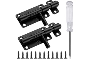 SYHDFXKNP 2 Piezas Pestillos para Puertas Pestillo Puerta Pestillo Negro Pasador Puerta 304 Inoxidable Pestillo Deslizante Cerrojo Puerta con 12 Tornillos para Puertaspara Puerta de Jardín Baño Cobertizo