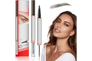 ‎COMEPEW 2In1 Augenbrauenstift mit Gel, 2025 Neu Microblading Augenbrauenstift, 2-in-1 Brow Pen and Sealing Brow Gel Wasserfester Magischer Eyebrow Pencil mit 4 Gabelspitzen (02#Dunkelbraun)
