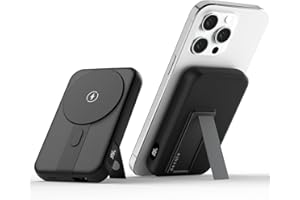 decqle 001 Magnétique Batterie Externe sans Fil Powerbank, 10000mAh Chargeur Portable Support Pliable Compatible avec MagSafe pour iPhone 12/13/14/15 Series (Noir)