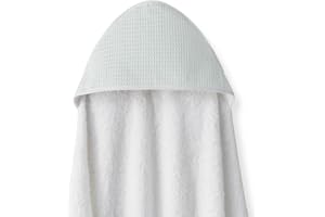 Interbaby - Capa de Baño Bebe Delantal Blanco/Verde | Toalla Bebe con Capucha Algodón, 100x100cm, Unisex | Suave, Secado Rápido | Ideal Recién Nacidos, Bebes y Niños Pequeños | Diseño Nido de Abeja