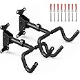 Bike Hooks for Wall,2 Pack Wall Mounted Bike Rack with Foam Padded Protective Frame,Adjustable Distance and Foldable Wall Bike Hanger Rack for Bike Storage,Compatible with MTB,Road Bike,E-Bike,Black