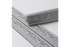 Jodimitty Wallpaper Borders Self Adhesive 2.3mx8cmx4mm Waterproof 3D Butterfly Floral Pattern Wall Trim Line Skirting Border Edgings for Hallway Ceiling Corner Line (Silver Grey)