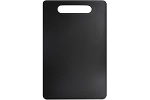 Fotouzy Plastic Utility Cutting Board with Handles, Food Safe PP Material, BPA Free, Dishwasher Safe, Thick Chopping Board, Large Size, Easy Grip Handle, for Kitchen (Black)