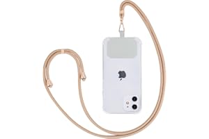 Fycyko Cordon Telephone Portable Cordon Tour de Cou Collier Laniere Réglable Sangle de Suspension Téléphone Portable Bandoulière avec Patch Compatible avec Tous Les des Smartphones - Couleur Abricot