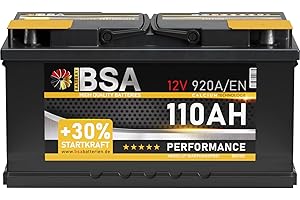 ‎BSA BATTERY HIGH QUALITY BATTERIES BSA Autobatterie 110Ah 12V 920A/EN ersetzt Batterie 100Ah 90Ah 105Ah 95Ah +30% Startleistung, lead acid