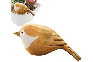 Teksome Vogelfiguren, handgeschnitzte Holzvögel, handgeschnitzte bemalte Holzstatuen für Heimdekoration, Akzente, Figuren, Ornamente für Regal, Tischdekoration