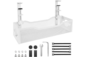 SEOSTO Cable Management Under Desk Tray No Drill Desk Cable Tray Under Desk Wire Management Tray Cable Management Basket for Office and Home