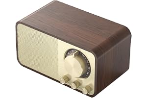Nicear Retro Bluetooth-radio Träkorndesign Retro 5W högtalare 1800mAh batteri AUX/USB/TF-kort FM-radio för kök i sovrummet